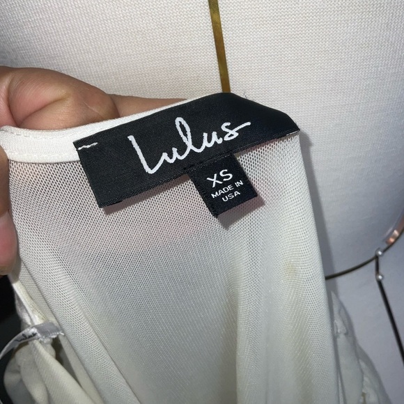 Lulu’s Ivory Ruched Love Me Crop Top w/ Long Bell Sleeves | Size XS - Picture 9 of 9